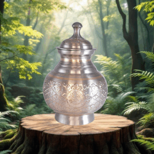 Urn - Zilverkleurig Gegraveerd 1859
