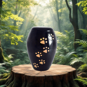 Pet urn - Monarch Paw Prints Black 11392B
