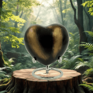 Hart Urn - Zwart met Goudkleurige Gloed 14283H